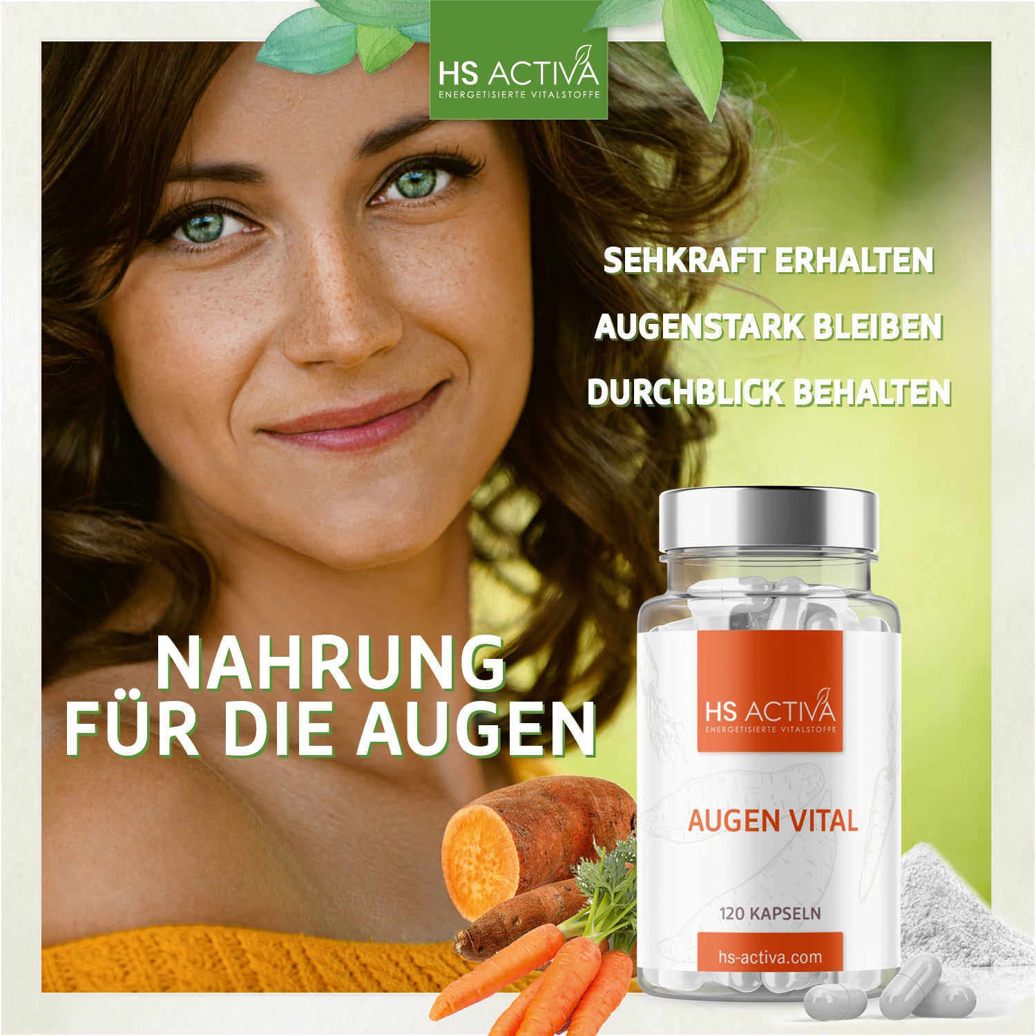 Augen Vital | Hochdosiert mit 20.000 i.E. | 120 Kapseln