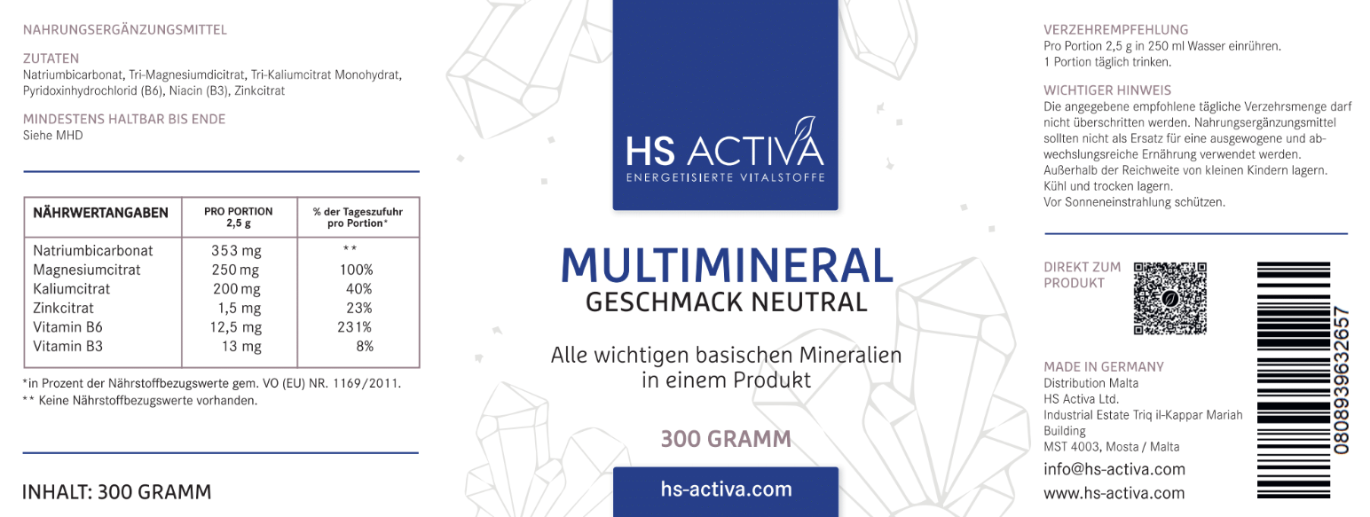 Multimineral/ Mineralien-Komplex (300g oder 1000 g Pulver - Verschiedene Geschmackssorten)
