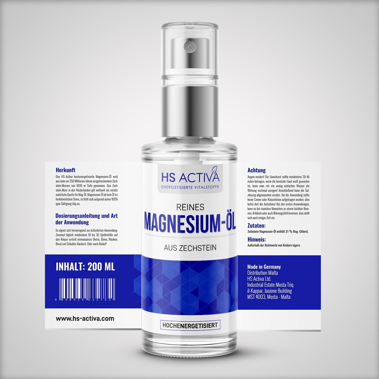 Magnesium-Öl auf Urwasser (50ml, 200ml oder 1000 ml)