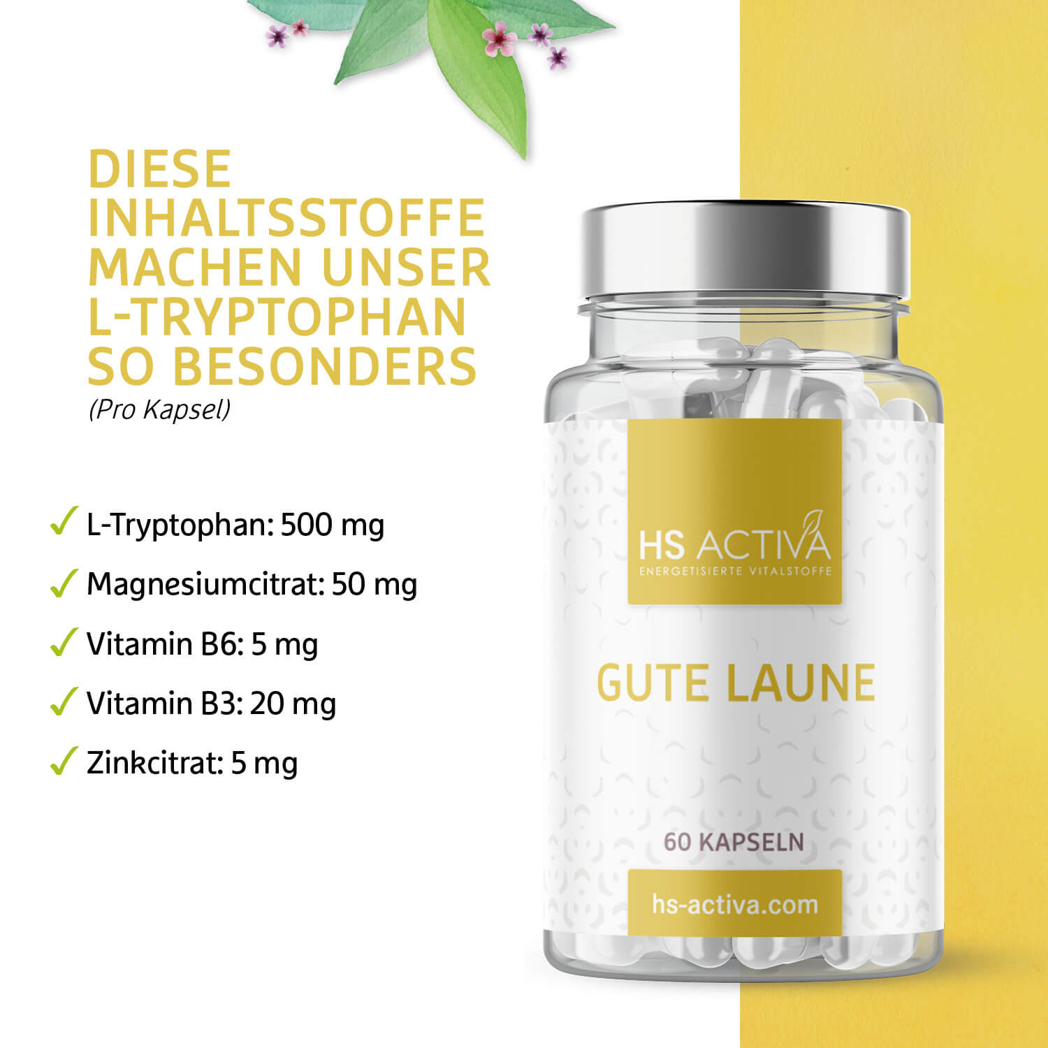 Gute Laune (L-Tryptophan) - 60 Kapseln