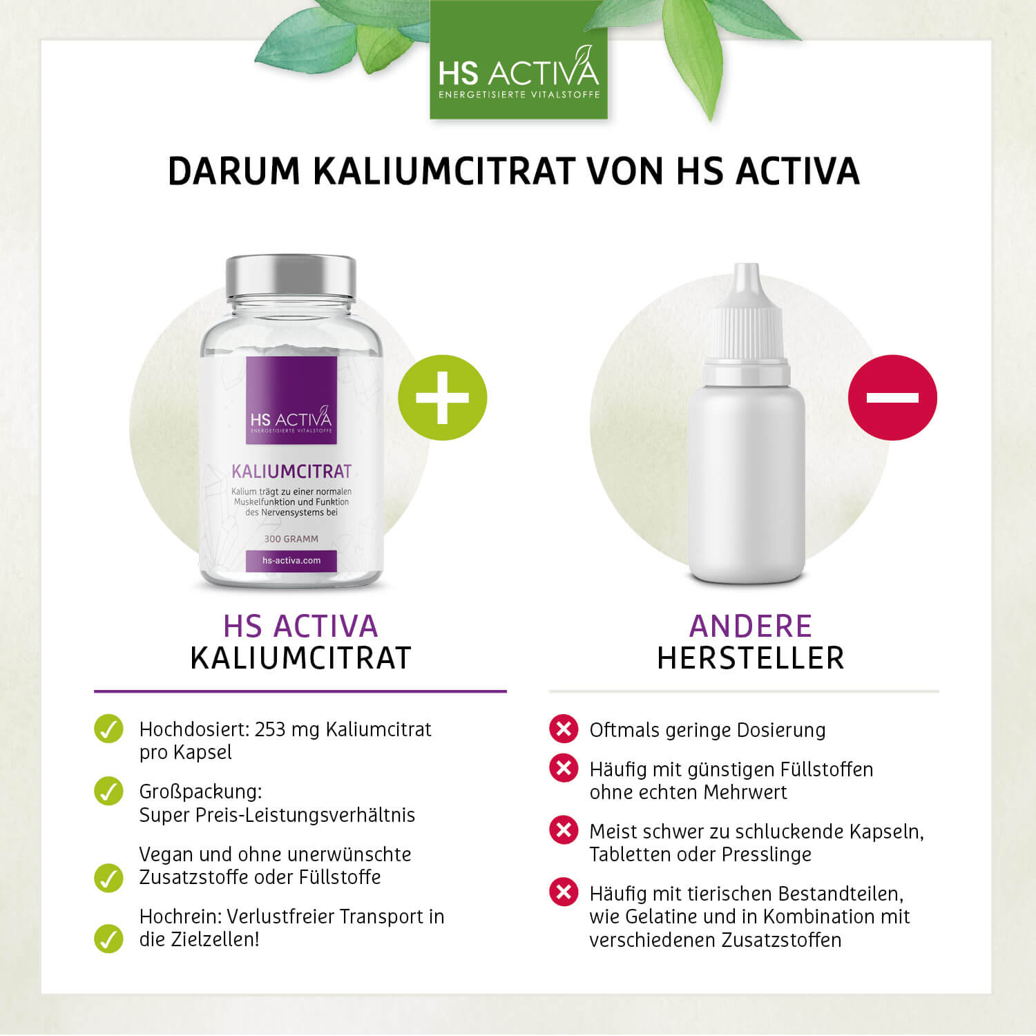Kalium Citrat (250 Kapseln oder 300 g Pulver)