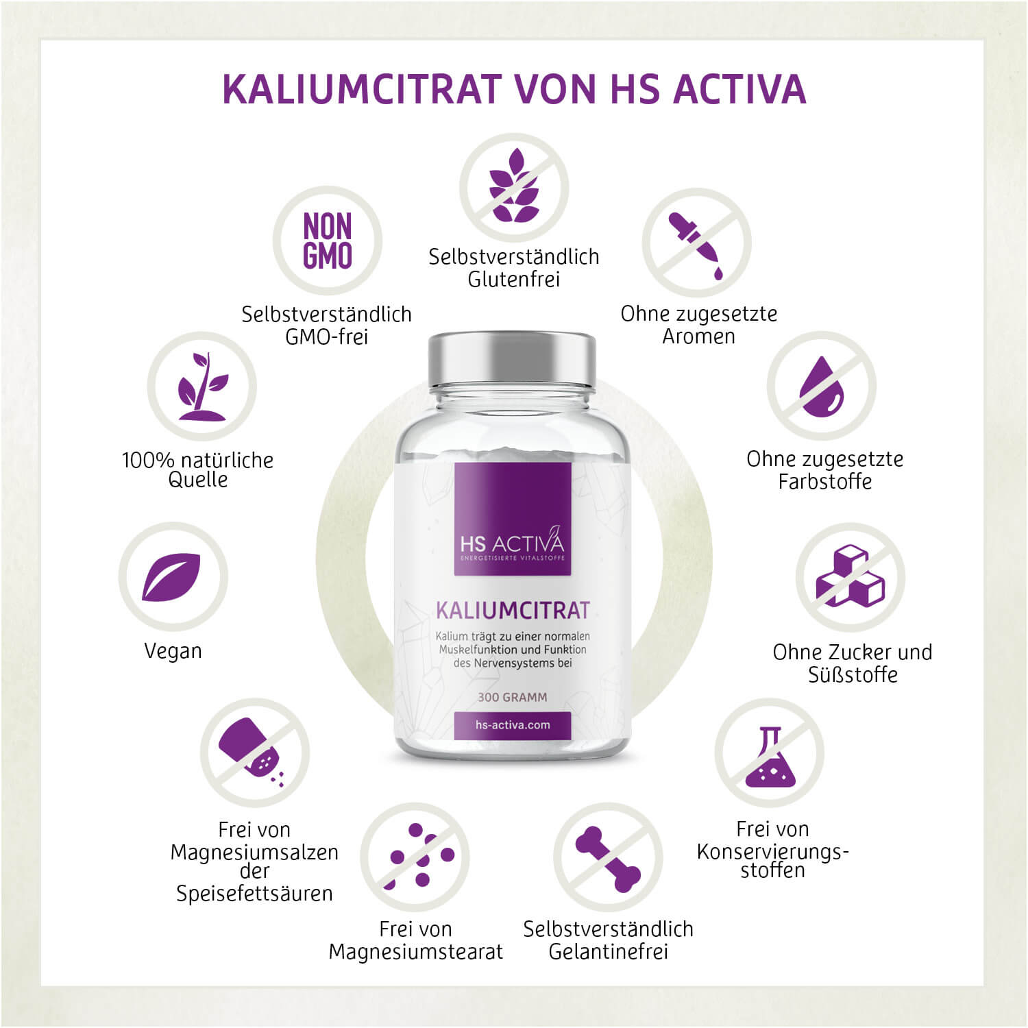 Kalium Citrat (250 Kapseln oder 300 g Pulver)