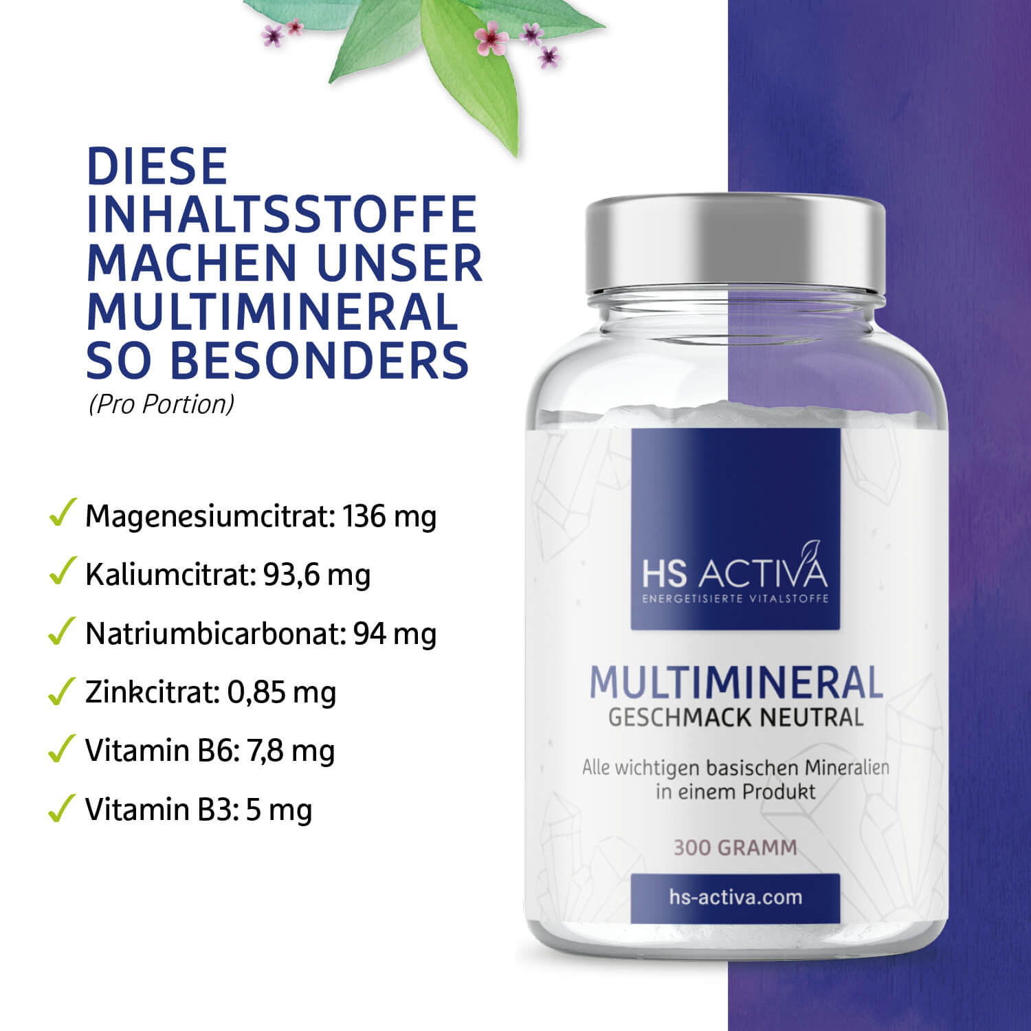 Multimineral/ Mineralien-Komplex (300g oder 1000 g Pulver - Verschiedene Geschmackssorten)