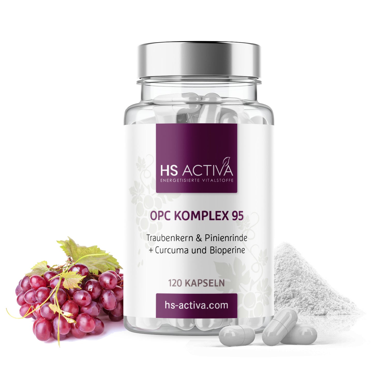 OPC Komplex 95 - Traubenkern & Pinienrinde + Curcuma und Bioperine (120 Kapseln)
