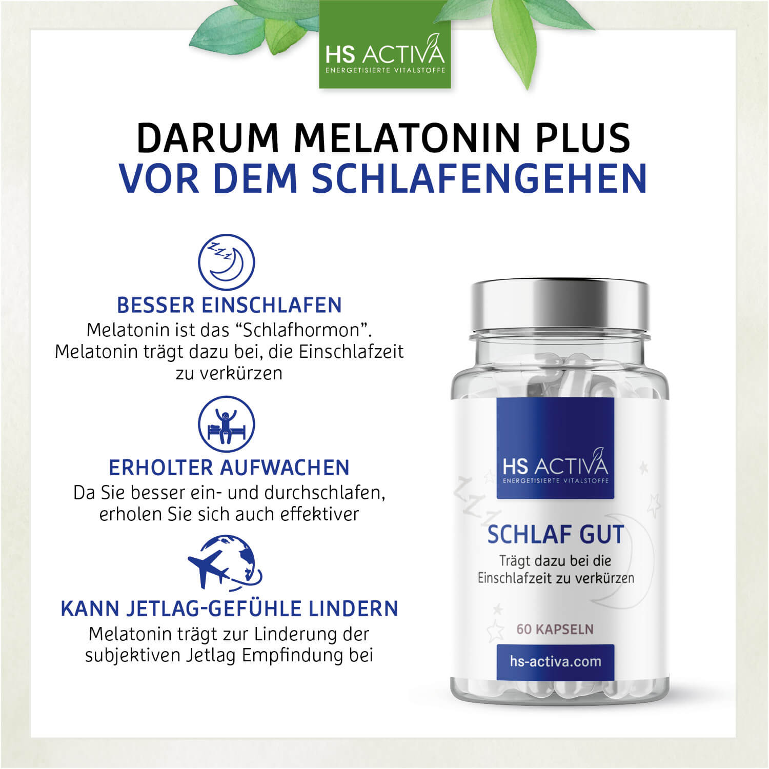 Schlaf Gut (Melatonin Plus) - 60 Kapseln
