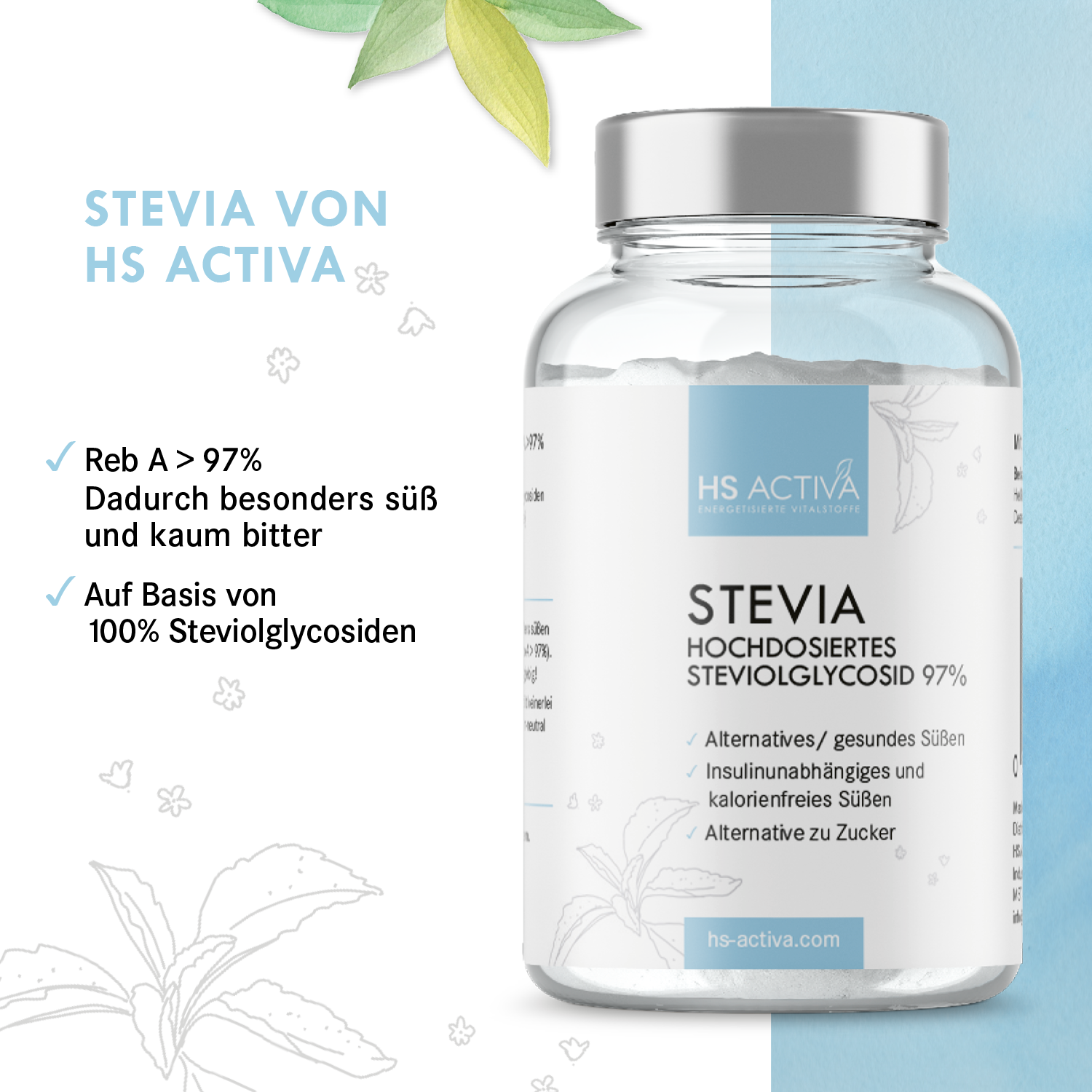 Stevia | Steviolglycosid 97% | Gesundes Süßen | Alternative zu Zucker | 25 Gramm