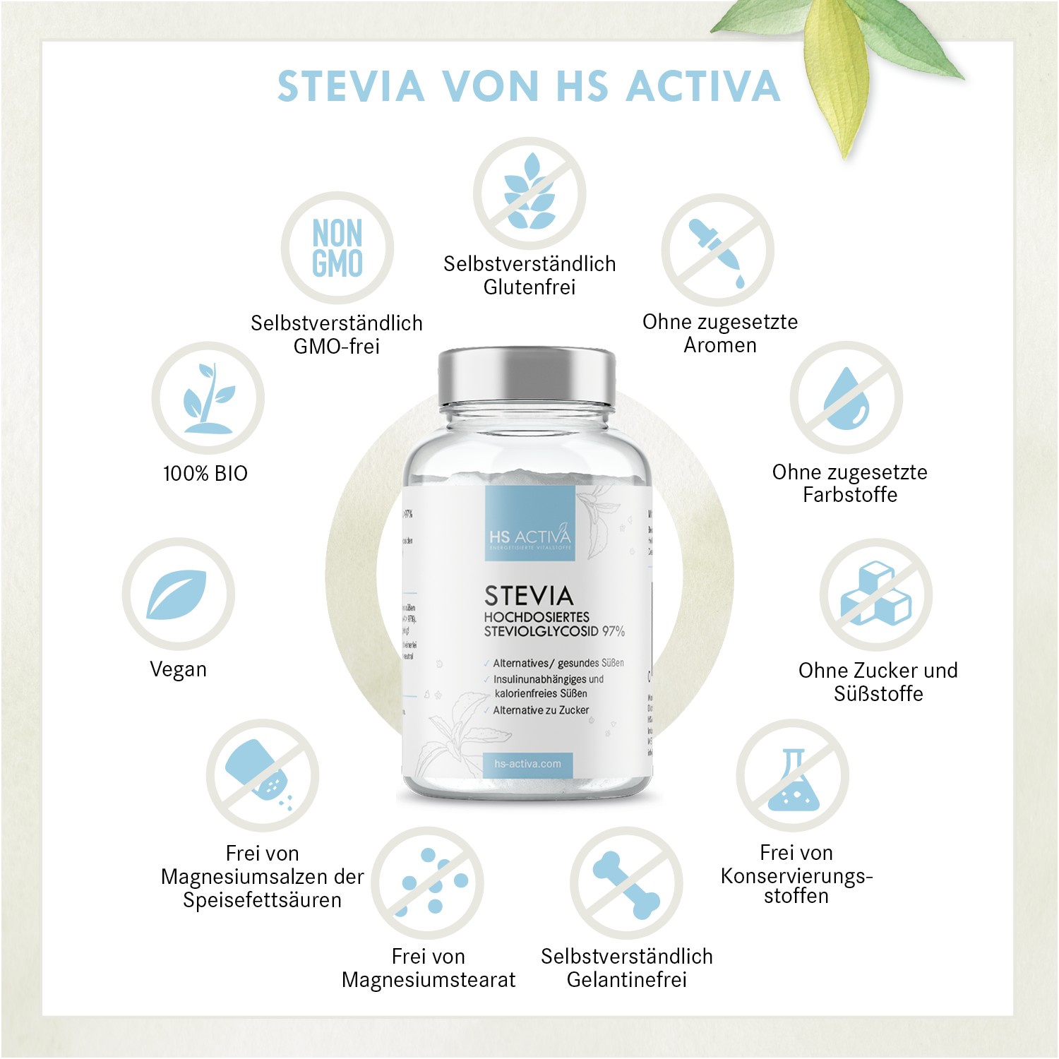 Stevia | Steviolglycosid 97% | Gesundes Süßen | Alternative zu Zucker | 25 Gramm