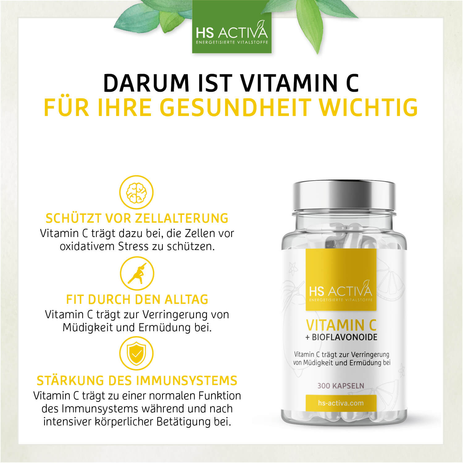 Vitamin C (300 Kapseln oder 300 g Pulver)