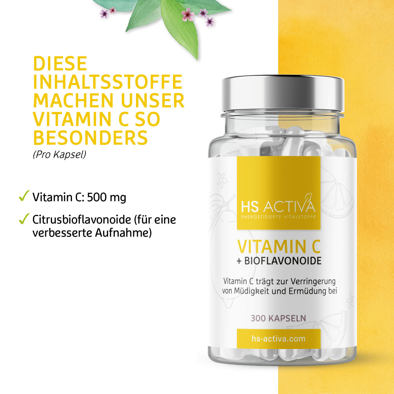Vitamin C (300 Kapseln oder 300 g Pulver)