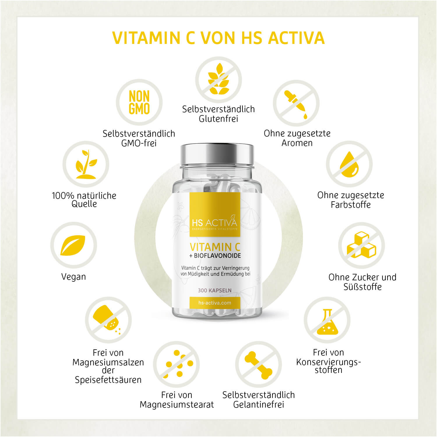 Vitamin C (300 Kapseln oder 300 g Pulver)