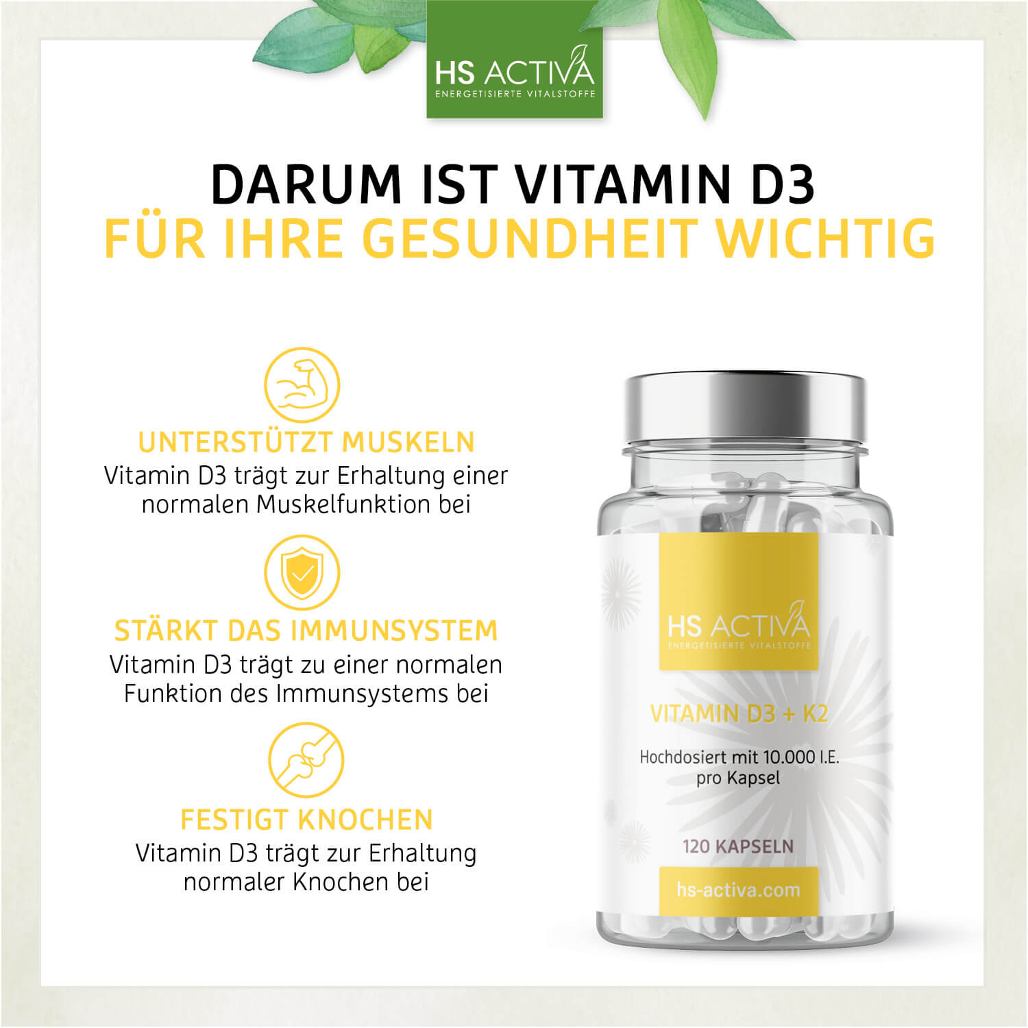 Vitamin D3 + K2 Hochdosiert - (30.000 I.E oder 10.000 I.E)