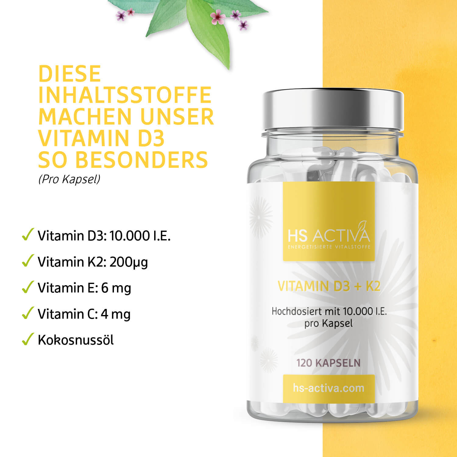 Vitamin D3 + K2 Hochdosiert - (30.000 I.E oder 10.000 I.E)