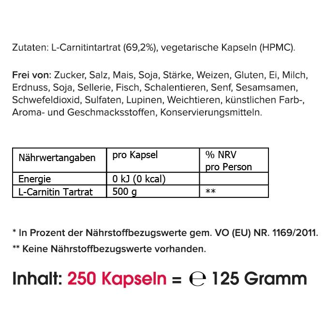 L-Carnitin (Großpackung: 250 Kapseln)