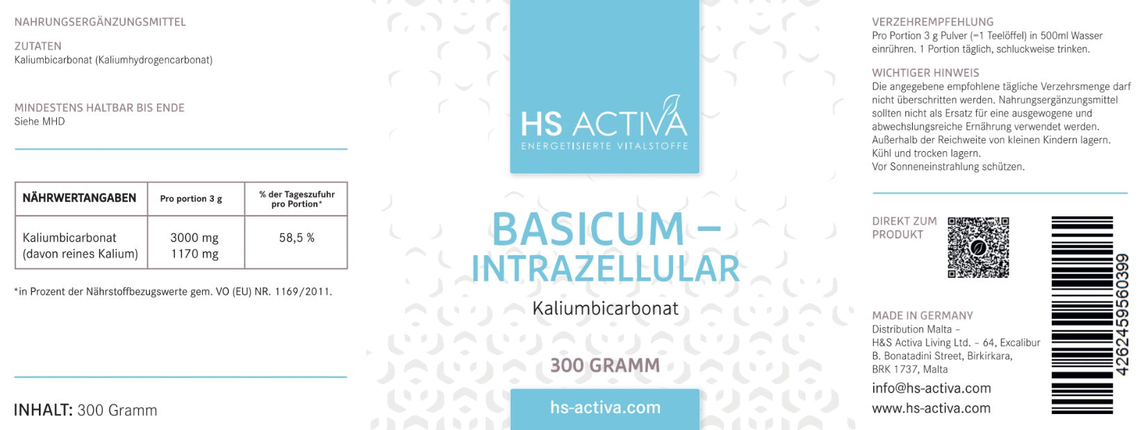 Basicum | Intrazellular | Kaliumbicarbonat | 300 g