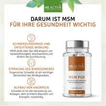Laden Sie das Bild in den Galerie-Viewer, MSM Pur (180 Kapseln)
