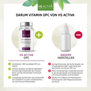OPC Komplex 95 - Traubenkern & Pinienrinde + Curcuma und Bioperine (120 Kapseln)