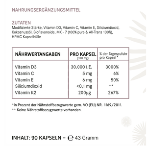 Vitamin D3 + K2 Hochdosiert - (30.000 I.E oder 10.000 I.E)